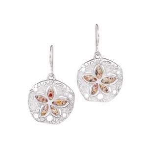 NEW DUNE JEWELRY natural sand dollar drop earrings in silver
